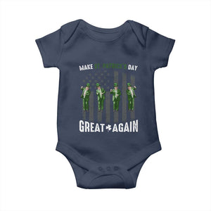 Make St Patrick's Day Great Again Shamrock Trump Baby Onesie American Flag TS10 Navy Print Your Wear
