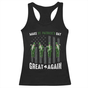 Make St Patrick's Day Great Again Shamrock Trump Racerback Tank Top American Flag TS10 Black Print Your Wear