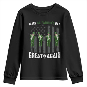Make St Patrick's Day Great Again Shamrock Trump Youth Sweatshirt American Flag TS10 Black Print Your Wear