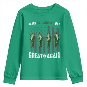 Make St Patrick's Day Great Again Shamrock Trump Youth Sweatshirt American Flag TS10 Irish Green Print Your Wear