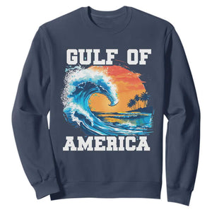 Gulf Of USA America Sweatshirt President Trump 2025 Funny Gulf Mexico Summer Vibes TS10 Navy Print Your Wear