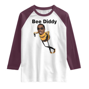 Bee Diddy Raglan Shirt Dark Humor Internet Meme Brainrot Gen Z TS10 White Maroon Print Your Wear