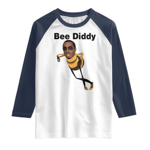 Bee Diddy Raglan Shirt Dark Humor Internet Meme Brainrot Gen Z TS10 White Navy Print Your Wear
