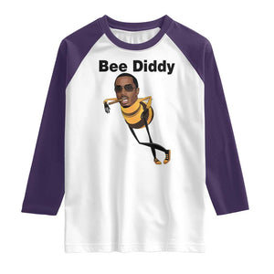 Bee Diddy Raglan Shirt Dark Humor Internet Meme Brainrot Gen Z TS10 White Purple Print Your Wear