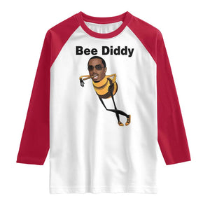Bee Diddy Raglan Shirt Dark Humor Internet Meme Brainrot Gen Z TS10 White Red Print Your Wear