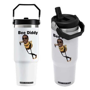 Bee Diddy Flip Straw Tumbler Dark Humor Internet Meme Brainrot Gen Z TS10 One Size: 30 oz White Print Your Wear