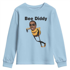 Bee Diddy Youth Sweatshirt Dark Humor Internet Meme Brainrot Gen Z TS10 Light Blue Print Your Wear