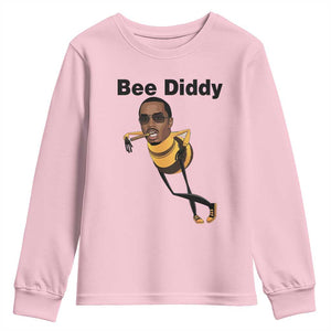 Bee Diddy Youth Sweatshirt Dark Humor Internet Meme Brainrot Gen Z TS10 Light Pink Print Your Wear