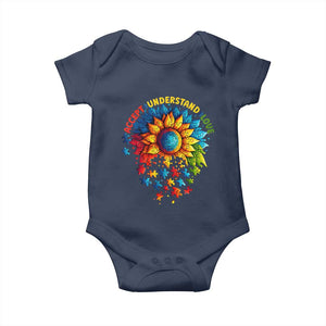 Autism Acceptance Sunflower Puzzle Baby Onesie Accept Understand Love ASD TS10 Navy Print Your Wear