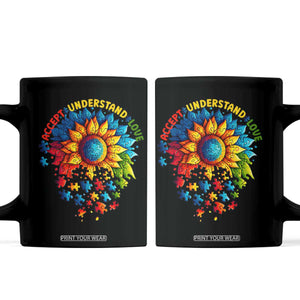 Autism Acceptance Sunflower Puzzle Coffee Mug Accept Understand Love ASD TS10 Black Print Your Wear