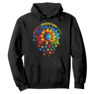Autism Acceptance Sunflower Puzzle Hoodie Accept Understand Love ASD TS10 Black Print Your Wear