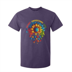 Autism Acceptance Sunflower Puzzle T Shirt For Kid Accept Understand Love ASD TS10 Purple Print Your Wear