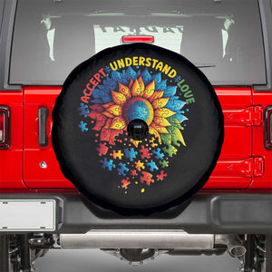 Autism Acceptance Sunflower Puzzle Spare Tire Cover Accept Understand Love ASD TS10 Black Print Your Wear