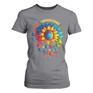 Autism Acceptance Sunflower Puzzle T Shirt For Women Accept Understand Love ASD TS10 Charcoal Print Your Wear