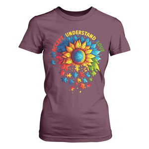 Autism Acceptance Sunflower Puzzle T Shirt For Women Accept Understand Love ASD TS10 Maroon Print Your Wear
