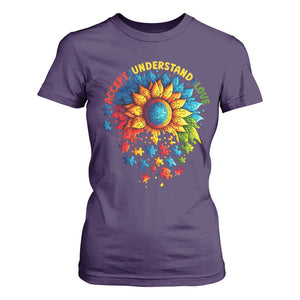 Autism Acceptance Sunflower Puzzle T Shirt For Women Accept Understand Love ASD TS10 Purple Print Your Wear