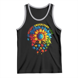 Autism Acceptance Sunflower Puzzle Tank Top Accept Understand Love ASD TS10 Black Athletic Heather Print Your Wear