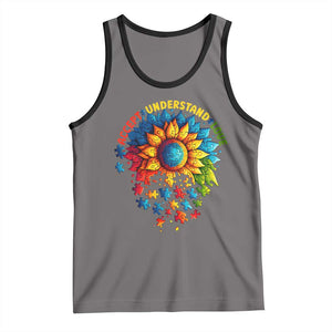 Autism Acceptance Sunflower Puzzle Tank Top Accept Understand Love ASD TS10 Deep Heather Black Print Your Wear