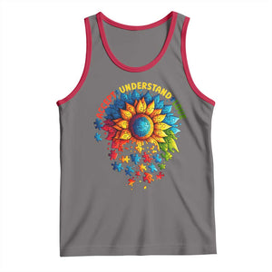Autism Acceptance Sunflower Puzzle Tank Top Accept Understand Love ASD TS10 Deep Heather Red Print Your Wear
