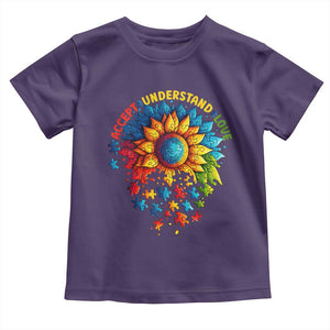 Autism Acceptance Sunflower Puzzle Toddler T Shirt Accept Understand Love ASD TS10 Purple Print Your Wear