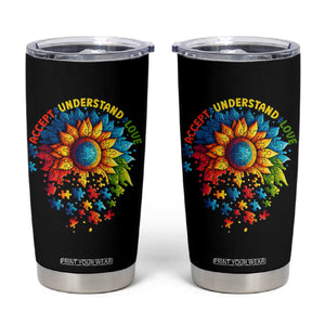 Autism Acceptance Sunflower Puzzle Tumbler Cup Accept Understand Love ASD TS10 Black Print Your Wear
