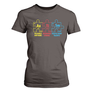 Autism Awareness T Shirt For Women Elements Periodic Table ASD TS10 Dark Chocolate Print Your Wear