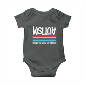 Autism Awareness Baby Onesie Seeing the World Differently ASD Month Support TS10 Dark Heather Print Your Wear