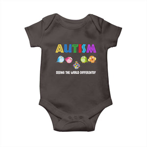 Autism Awareness Baby Onesie Seeing the World Differently ASD Cute Puzzle Pieces Owl TS10 Dark Chocolate Print Your Wear