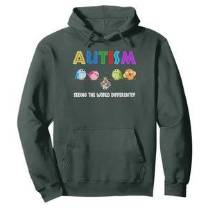 Autism Awareness Hoodie Seeing the World Differently ASD Cute Puzzle Pieces Owl TS10 Dark Forest Green Print Your Wear