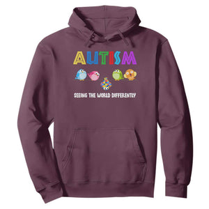 Autism Awareness Hoodie Seeing the World Differently ASD Cute Puzzle Pieces Owl TS10 Maroon Print Your Wear