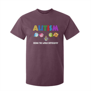 Autism Awareness T Shirt For Kid Seeing the World Differently ASD Cute Puzzle Pieces Owl TS10 Maroon Print Your Wear