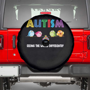 Autism Awareness Spare Tire Cover Seeing the World Differently ASD Cute Puzzle Pieces Owl TS10 Black Print Your Wear