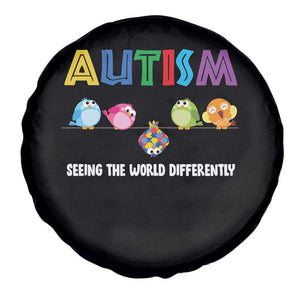 Autism Awareness Spare Tire Cover Seeing the World Differently ASD Cute Puzzle Pieces Owl TS10 Print Your Wear