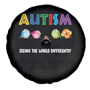 Autism Awareness Spare Tire Cover Seeing the World Differently ASD Cute Puzzle Pieces Owl TS10 Print Your Wear