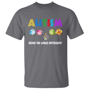 Autism Awareness T Shirt Seeing the World Differently ASD Cute Puzzle Pieces Owl TS10 Charcoal Print Your Wear