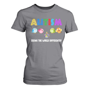 Autism Awareness T Shirt For Women Seeing the World Differently ASD Cute Puzzle Pieces Owl TS10 Charcoal Print Your Wear