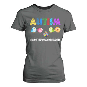 Autism Awareness T Shirt For Women Seeing the World Differently ASD Cute Puzzle Pieces Owl TS10 Dark Heather Print Your Wear