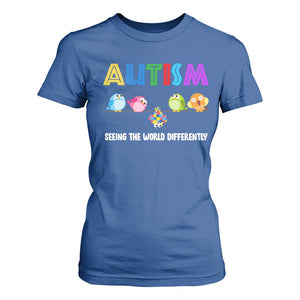 Autism Awareness T Shirt For Women Seeing the World Differently ASD Cute Puzzle Pieces Owl TS10 Royal Blue Print Your Wear
