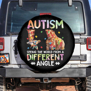 Autism Awareness Giraffe Spare Tire Cover Seeing The World Differently ASD TS10 No hole Black Print Your Wear