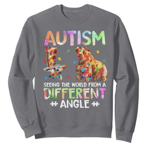 Autism Awareness Giraffe Sweatshirt Seeing The World Differently ASD TS10 Charcoal Print Your Wear