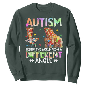 Autism Awareness Giraffe Sweatshirt Seeing The World Differently ASD TS10 Dark Forest Green Print Your Wear
