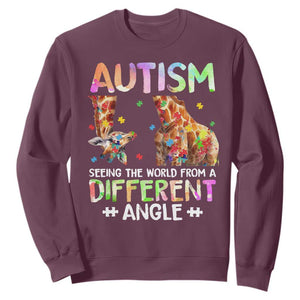 Autism Awareness Giraffe Sweatshirt Seeing The World Differently ASD TS10 Maroon Print Your Wear