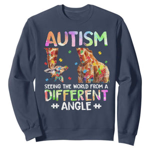 Autism Awareness Giraffe Sweatshirt Seeing The World Differently ASD TS10 Navy Print Your Wear