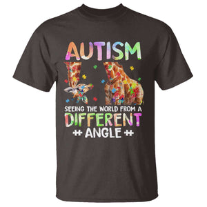 Autism Awareness Giraffe T Shirt Seeing The World Differently ASD TS10 Dark Chocolate Print Your Wear