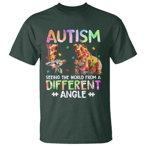 Autism Awareness Giraffe T Shirt Seeing The World Differently ASD TS10 Dark Forest Green Print Your Wear