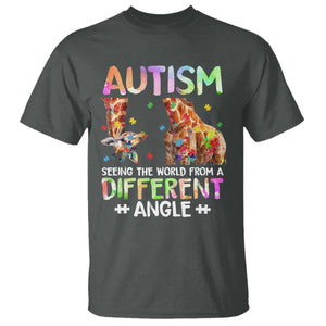 Autism Awareness Giraffe T Shirt Seeing The World Differently ASD TS10 Dark Heather Print Your Wear
