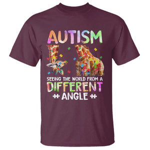 Autism Awareness Giraffe T Shirt Seeing The World Differently ASD TS10 Maroon Print Your Wear