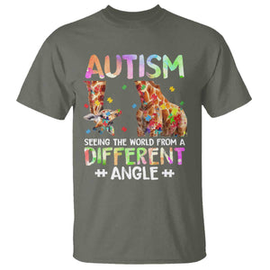 Autism Awareness Giraffe T Shirt Seeing The World Differently ASD TS10 Military Green Print Your Wear