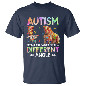 Autism Awareness Giraffe T Shirt Seeing The World Differently ASD TS10 Navy Print Your Wear