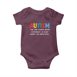 Autism Awareness Baby Onesie Different Makes You Beautiful ASD Month Support TS10 Maroon Print Your Wear